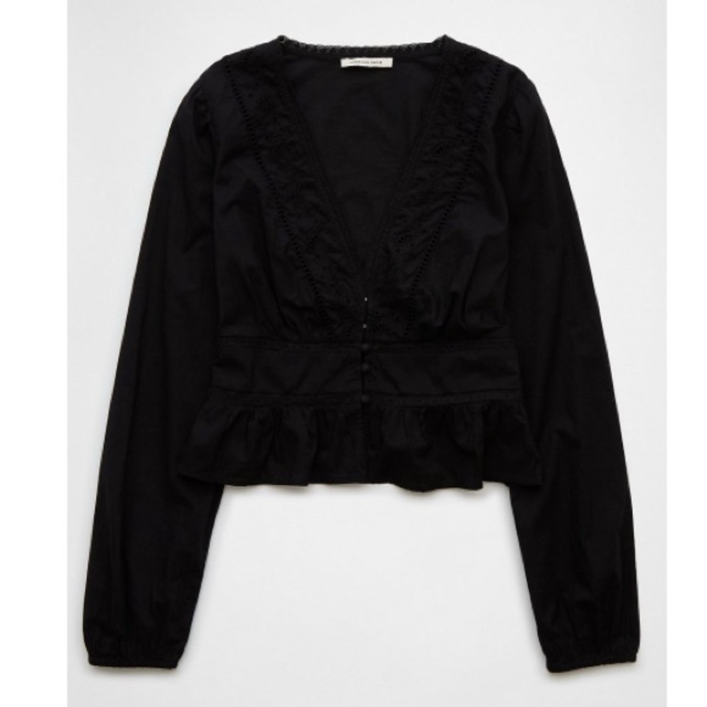 American Eagle embroidered Peplum Blouse